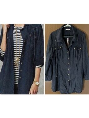 CAbi Dark Chambray Button Front Jacket